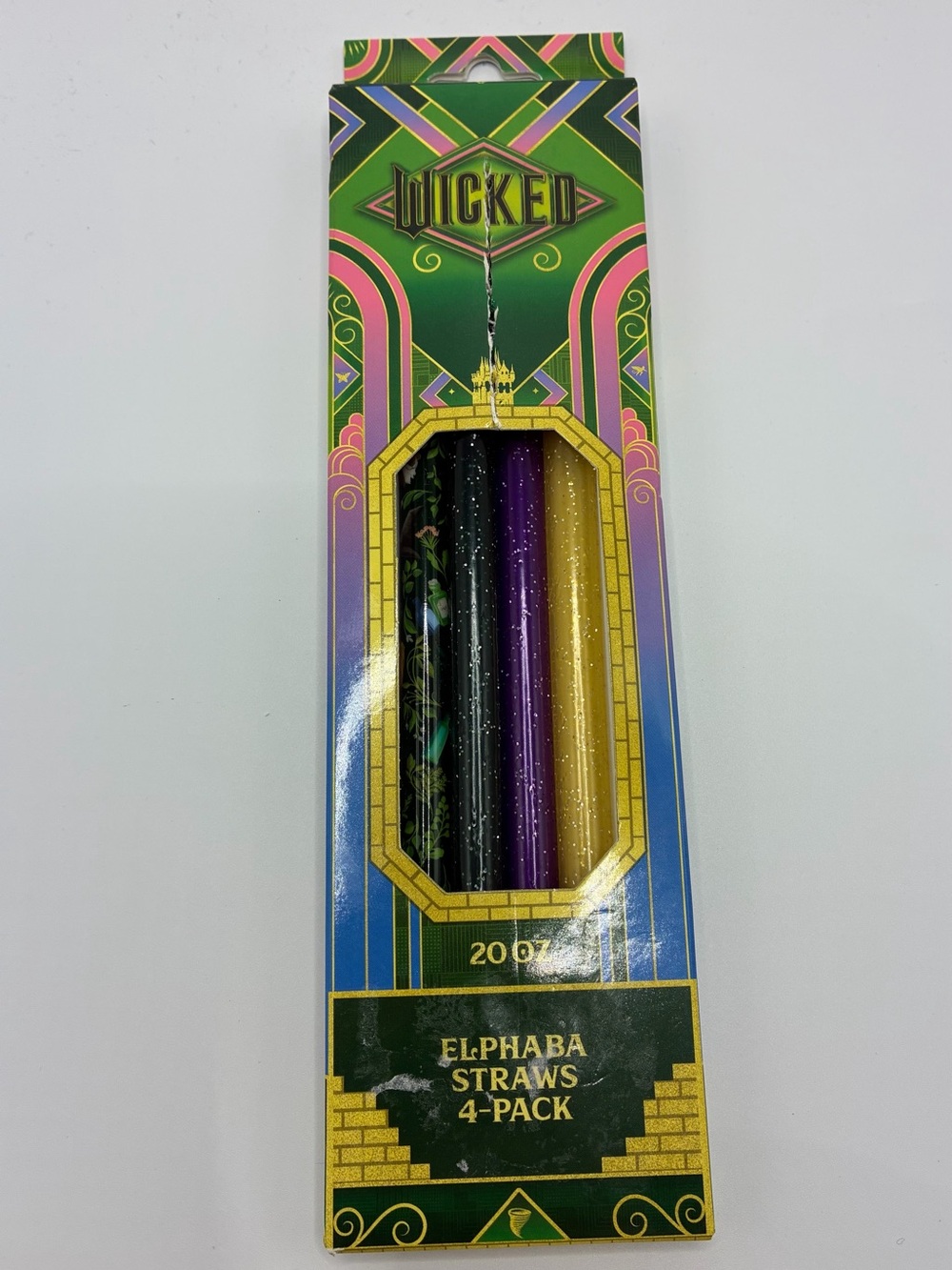 Wicked “Elphaba” multi-colored 20 Oz Straws 4-Pack — Green, Black, Purple, Gold
